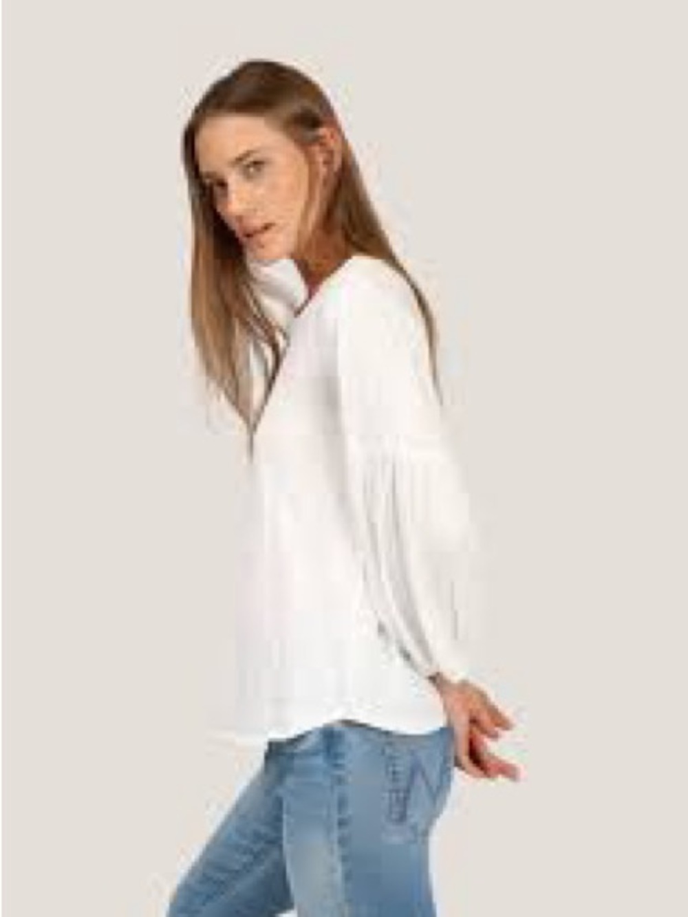dylan White Long Balloon Sleeve Top